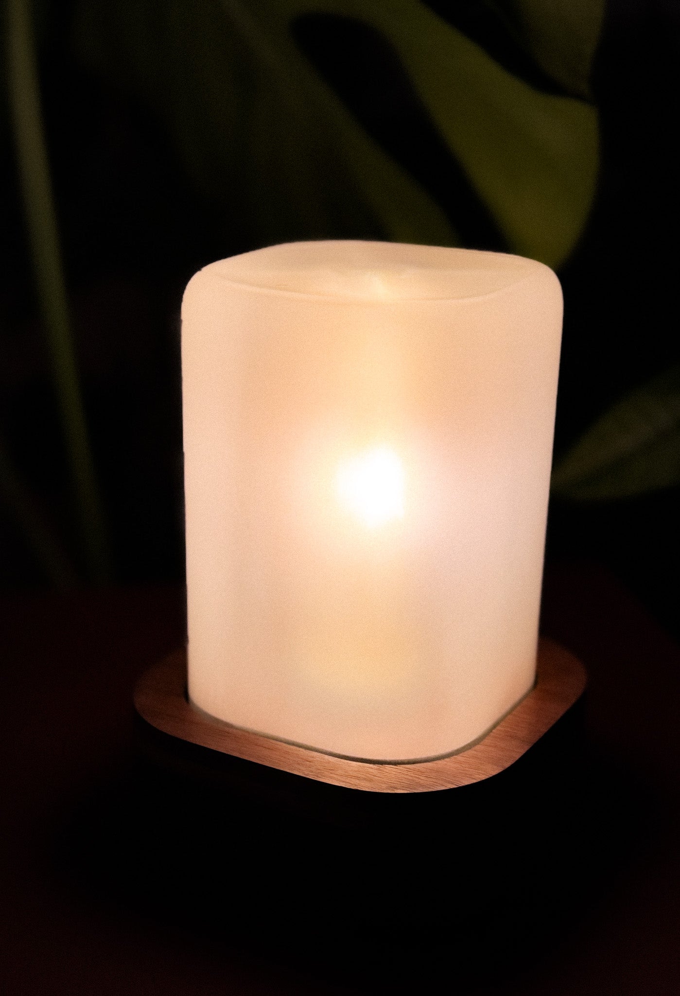 Handmade Walnut & Style Glass Table Lamp with dimmer switch (Square)